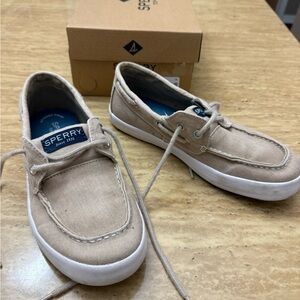 Sperry Boys Beige Canvas Boat Shoes